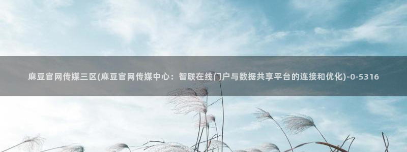 麻豆映传媒官网：麻豆官网传媒三区(麻豆官网传媒中心：智联在线门户与数据共享平台的连接和优化)